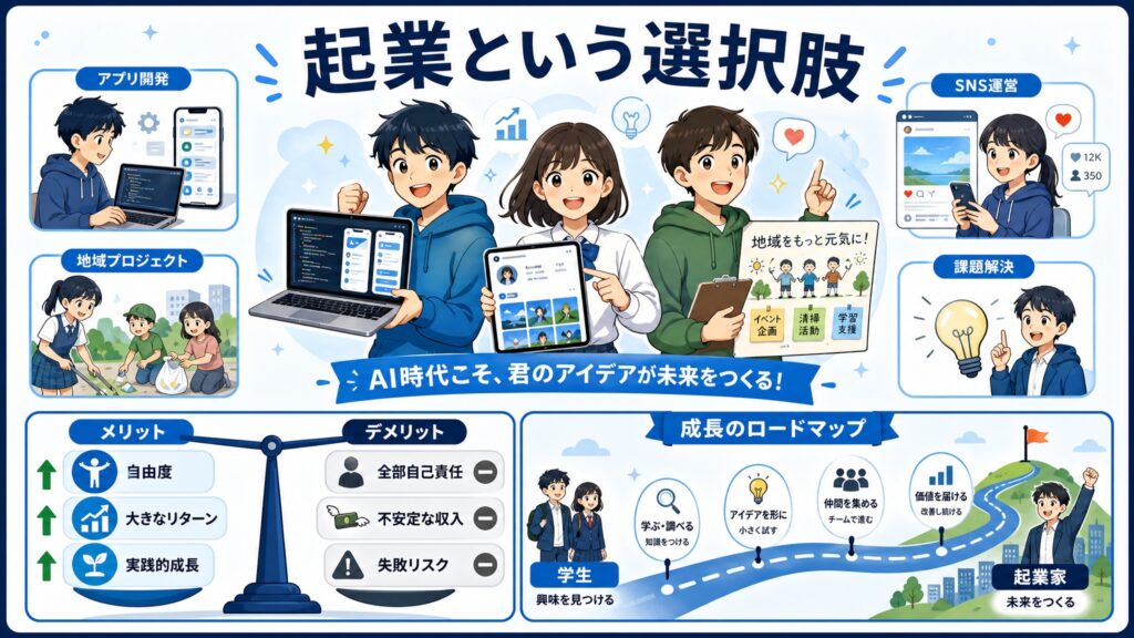 起業という選択肢を知るのイメージイラスト
