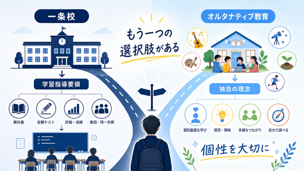 オルタナティブ教育とは?意味と定義をわかりやすく解説のイメージイラスト