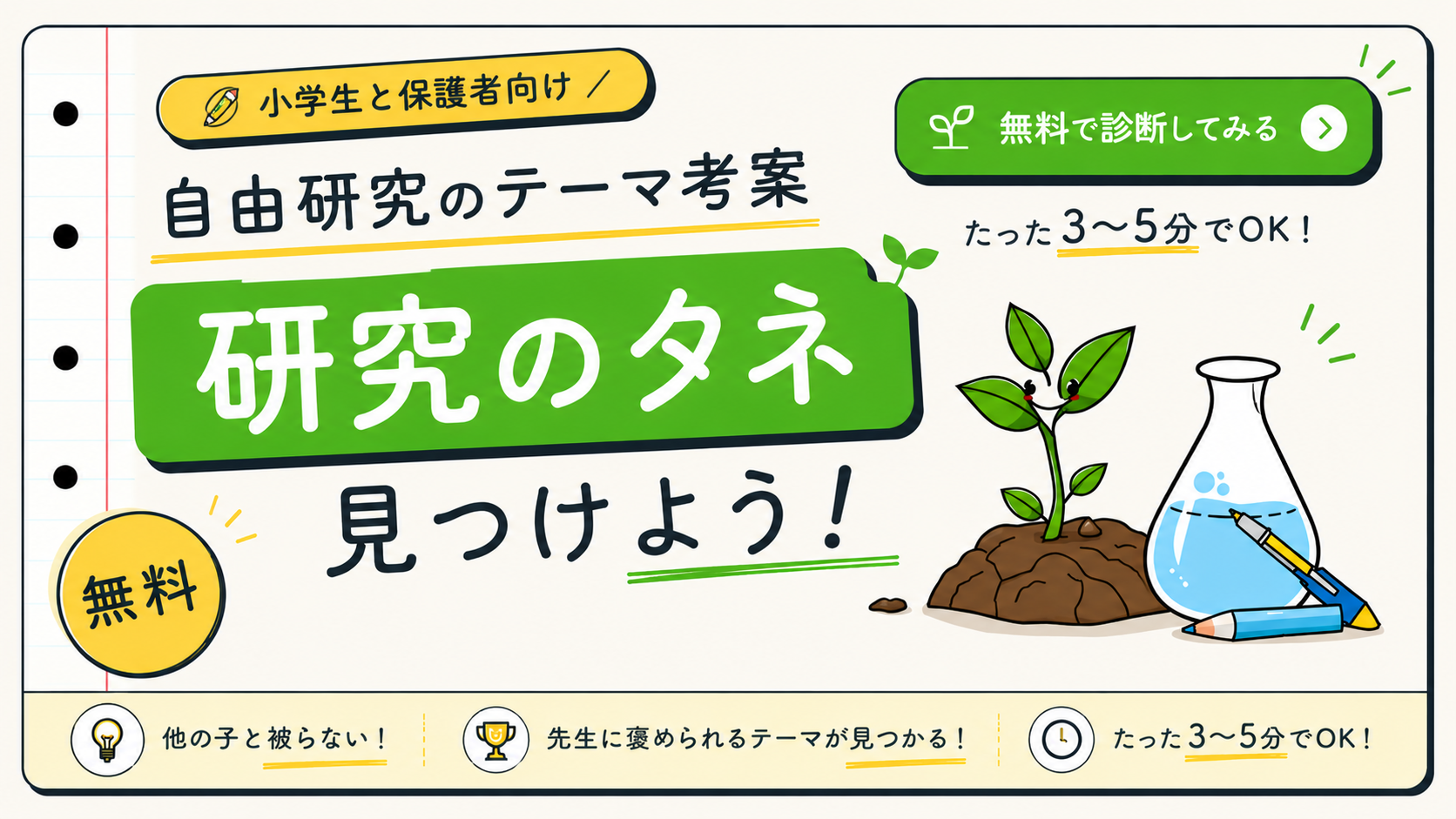 Investure 自由研究テーマ診断ツール バナー